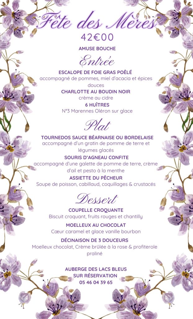 Purple Elegant Mother's Day Dinner Menu